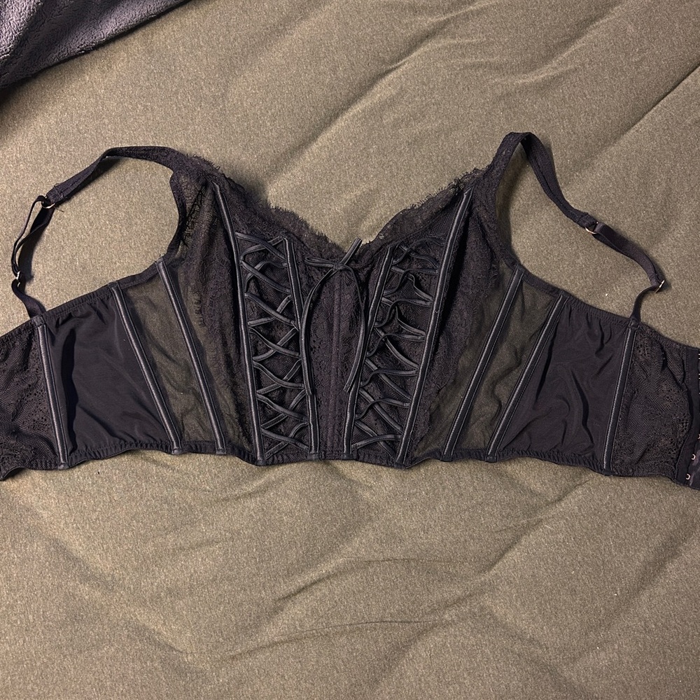 Victoria's Secret Black Lace-Up Bralette